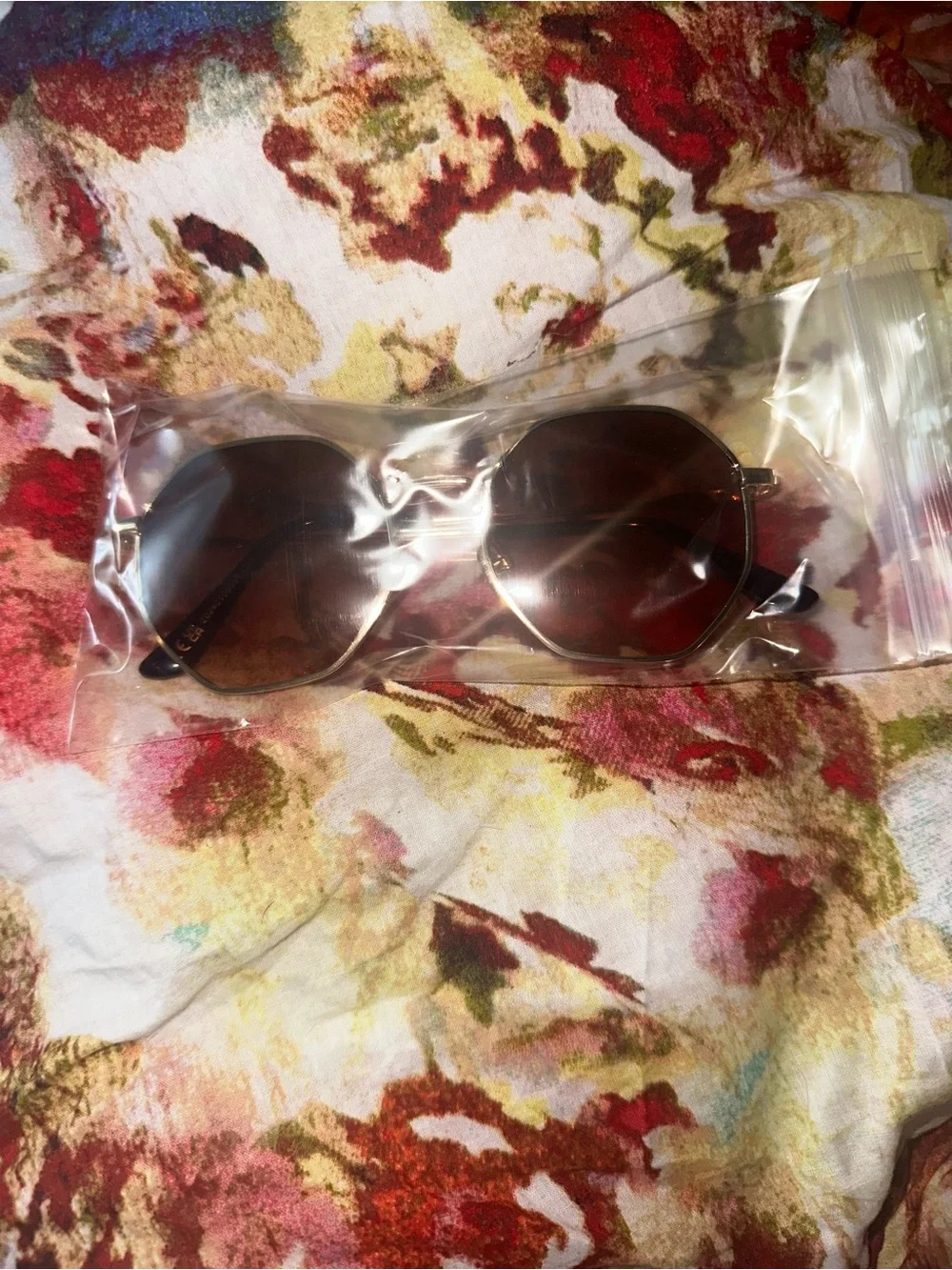 NIP Geometric Gold Amber Sunglasses